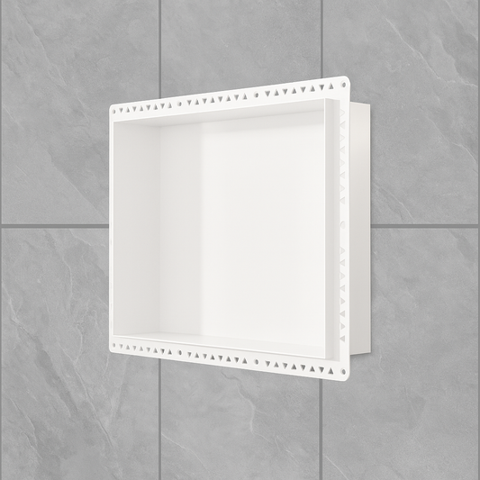 ANOOK® SHOWER NICHE 400X300X90MM - APPLIANCE WHITE | STAINLESS STEEL