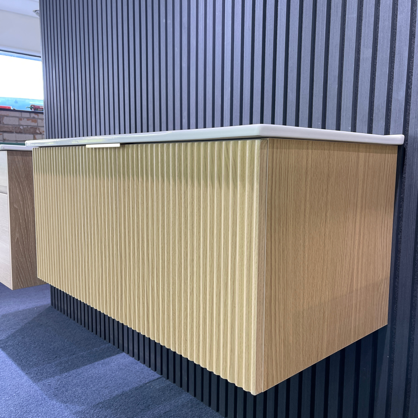 MEHER FLUTED OAK WALL HUNG VANITY | 900MM |PLYWOOD