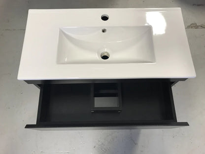 750MM POLO DARK OAK PLYWOOD FLOORSTANDING VANITY WITH CERAMIC TOP - The Tile Collection™