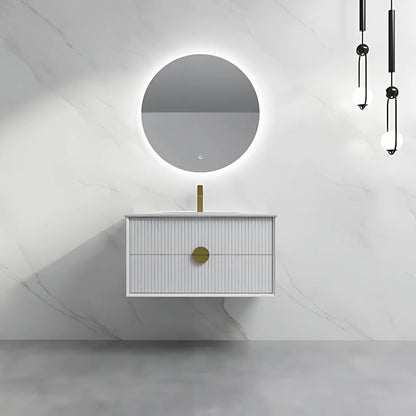 ELVA FLUTED WALL HUNG VANITY 900MM - WHITE