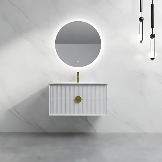 ELVA FLUTED WALL HUNG VANITY 900MM - WHITE