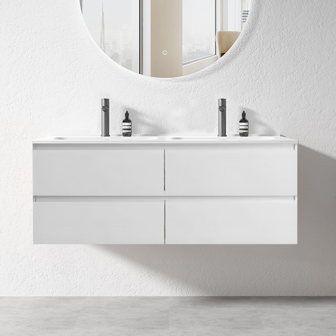 NELSON WALL HUNG VANITY | 1500MM | GLOSS WHITE | PLYWOOD| DOUBLE BASIN - The Tile Collection™