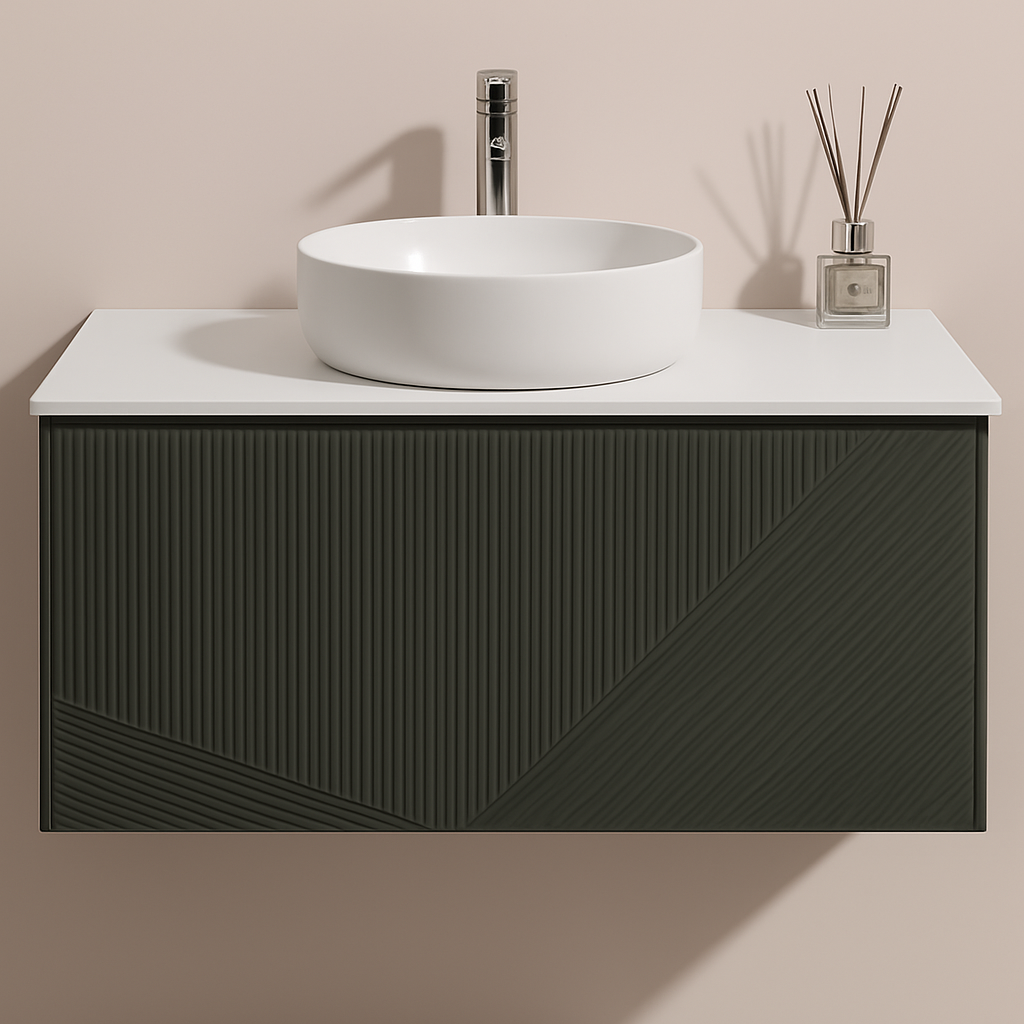 750MM DARK GREY WALL HUNG VANITY – PARALLEL AVO| MODERN FLOATING BATHROOM VANITY NZ - The Tile Collection™