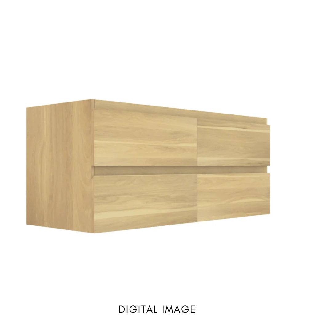 NELSON WALL HUNG VANITY | 1800MM | LIGHT OAK | DOUBLE BASIN | PLYWOOD - The Tile Collection™