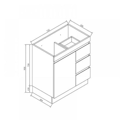 750MM MADRID LIGHT OAK  PLYWOOD FLOORSTANDING VANITY WITH CERAMIC TOP