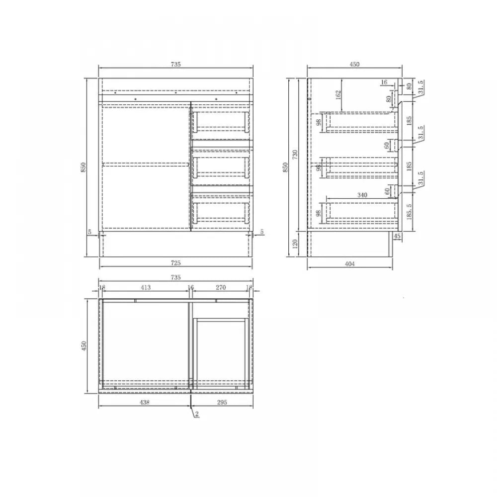 750MM MADRID LIGHT OAK  PLYWOOD FLOORSTANDING VANITY WITH CERAMIC TOP