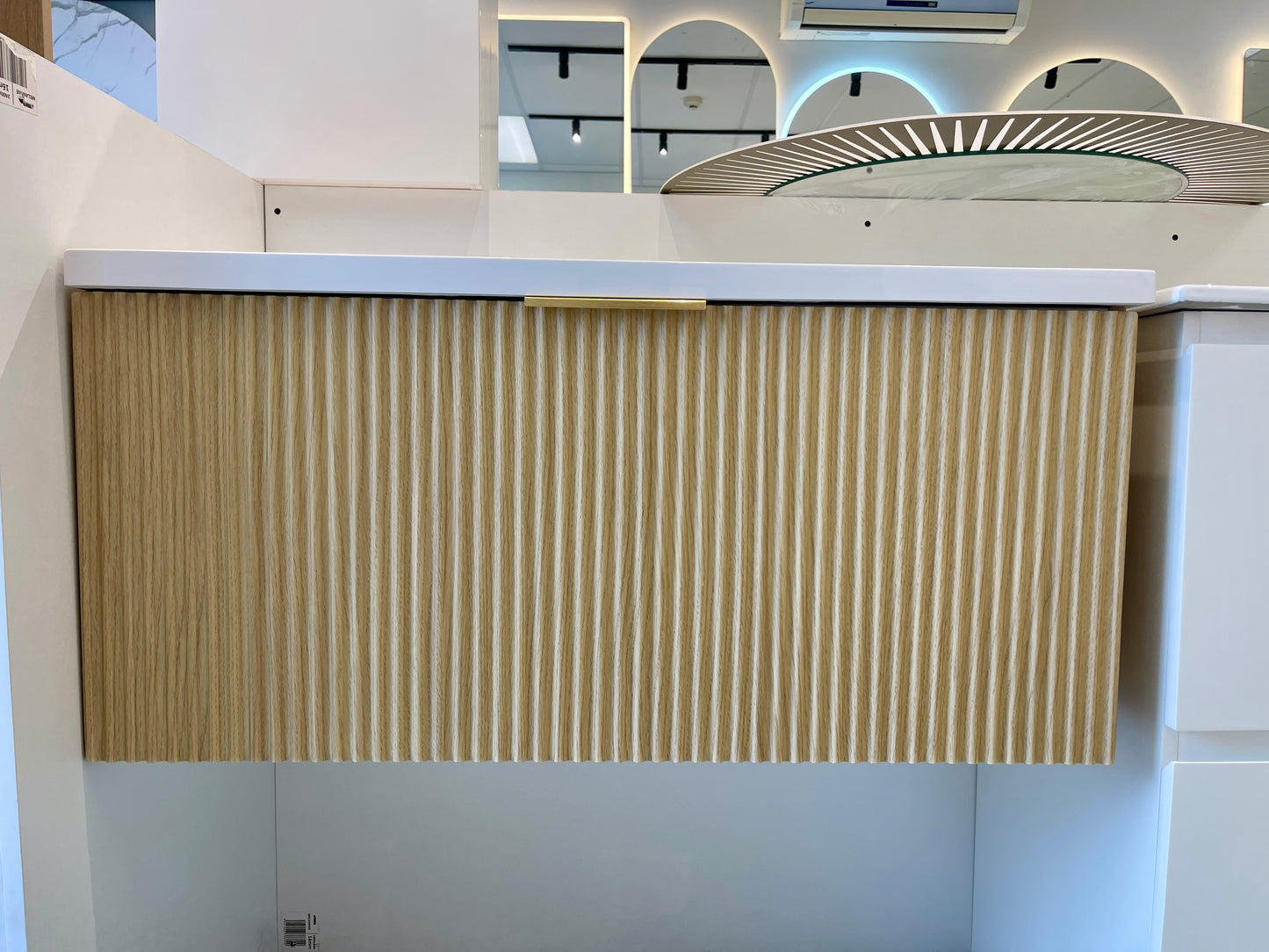 MEHER FLUTED OAK WALL HUNG VANITY | 750MM |PLYWOOD