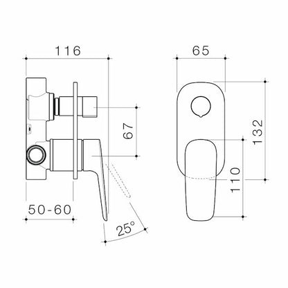 Caroma Contura® II Bath/Shower Mixer with Diverter Range - 5 Finishes