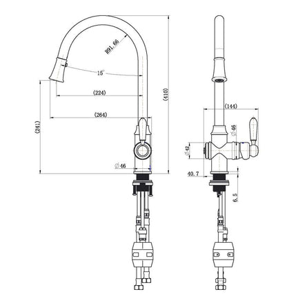 BORDEAUX PULL OUT KITCHEN MIXER | 4 COLOURS (ONLINE ONLY)