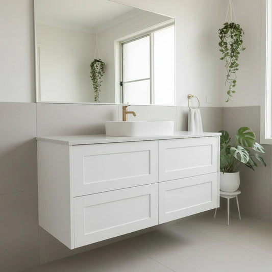 HAMPTON WALL HUNG VANITY | 1500MM | SHAKER STYLE | PLYWOOD | DOUBLE BASIN - The Tile Collection™