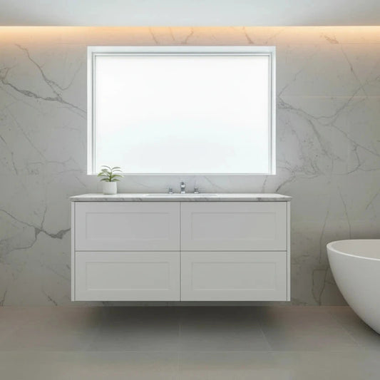 HAMPTON WALL HUNG VANITY | 1200MM | SHAKER STYLE | PLYWOOD | SINGLE BASE CABINET ONLY - The Tile Collection™