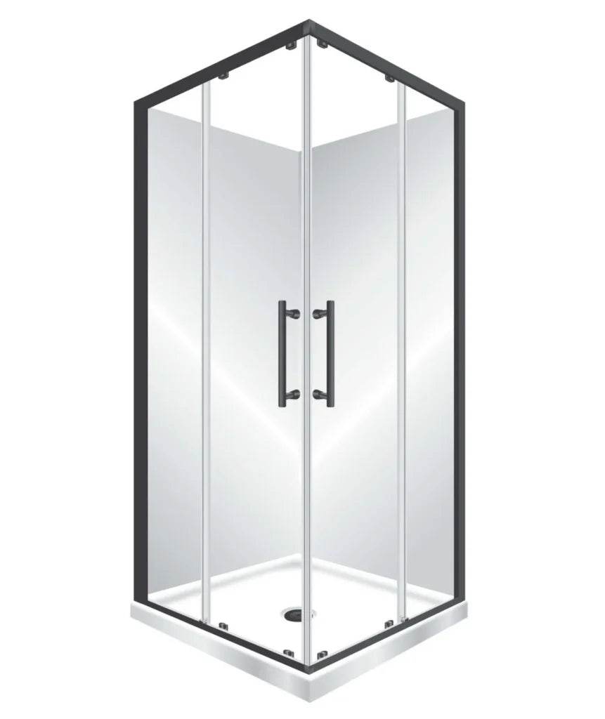 1000X1000MM SQUARE SLIDING DOORS SHOWER ENCLOSURE KIT - BLACK - The Tile Collection™