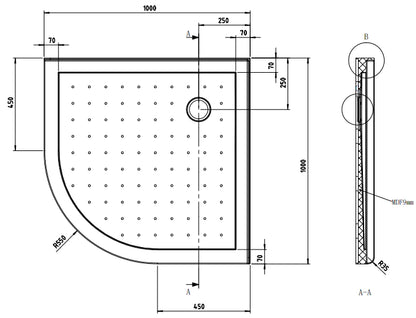 1000X1000MM ROUND SHOWER ENCLOSURE KIT - BLACK