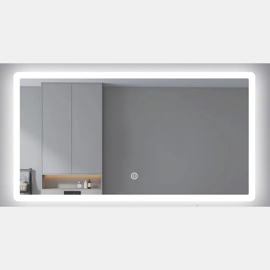 1500MM x 800MM RECTANGLE LED MIRROR WITH RIM AND DEMISTER TOUCH  SWITCH 3 COLOURS BC