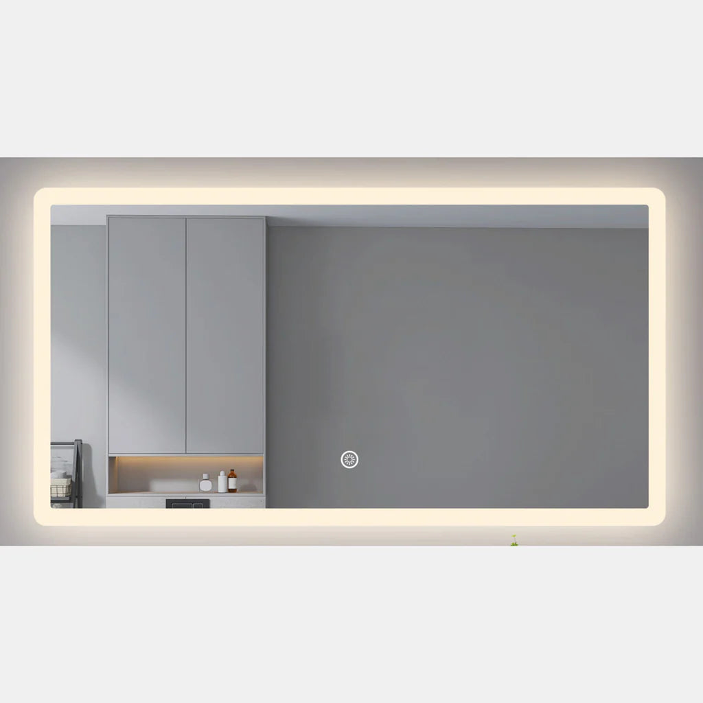 1500MM x 800MM RECTANGLE LED MIRROR WITH RIM AND DEMISTER TOUCH  SWITCH 3 COLOURS BC