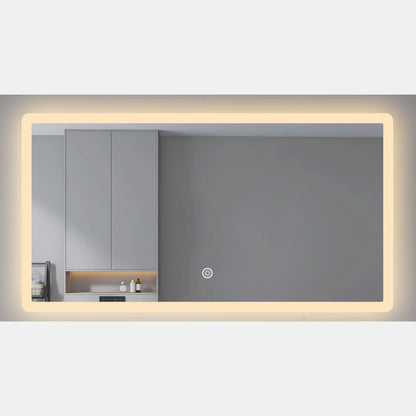 1500MM x 800MM RECTANGLE LED MIRROR WITH RIM AND DEMISTER TOUCH  SWITCH 3 COLOURS BC