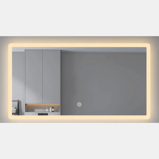 1500MM x 800MM RECTANGLE LED MIRROR WITH RIM AND DEMISTER TOUCH  SWITCH 3 COLOURS BC
