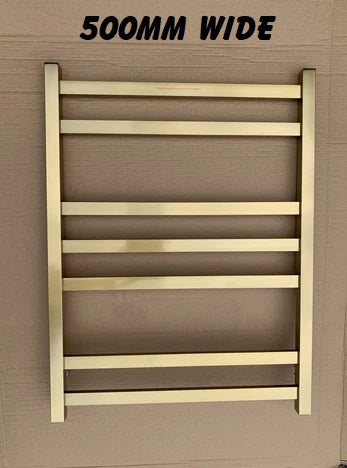 7 BAR SQUARE HEATED TOWEL RAIL HTR 800H*500W*110D- BRUSHED GOLD