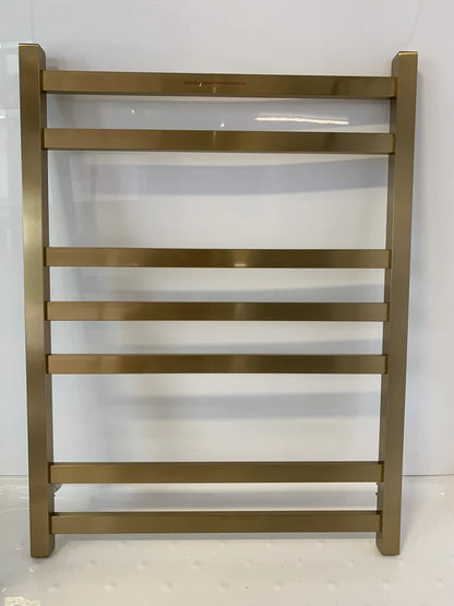 7 FLAT BAR SQUARE HEATED TOWEL RAIL HTR 800H*600W*120D- BRUSHED GOLD