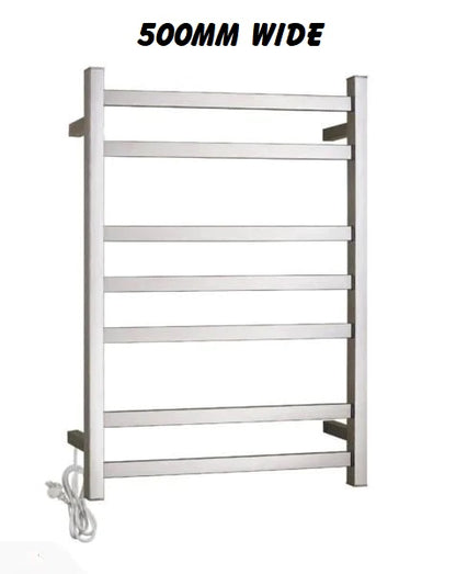 7 BAR SQUARE HEATED TOWEL RAIL HTR 800H*500W*110D- CHROME