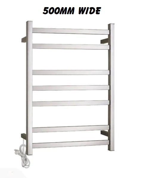 7 BAR SQUARE HEATED TOWEL RAIL HTR 800H*500W*110D- CHROME