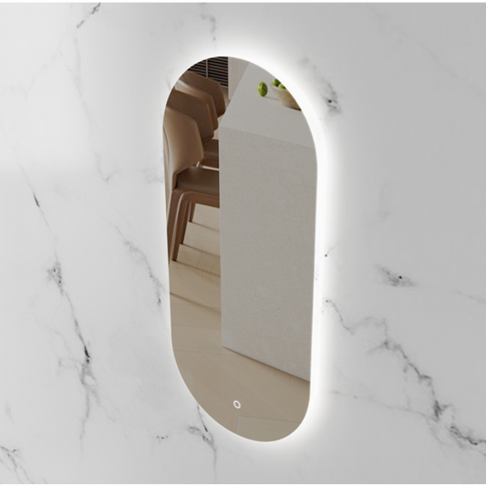 900x400MM BIANCA PILL SHAPE BACKLIT LED MIRROR DN| TOUCH SENSOR | DEFOGGER | 3 COLOURS LIGHTS