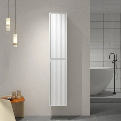 BILLY 1600MM WALL-HUNG TALL BATHROOM CABINET - FLUTED DESIGN, MATT WHITE