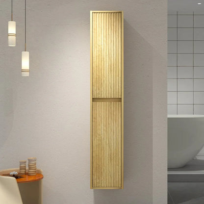 BILLY 1600MM WALL-HUNG TALL BATHROOM CABINET - FLUTED DESIGN, LIGHT OAK