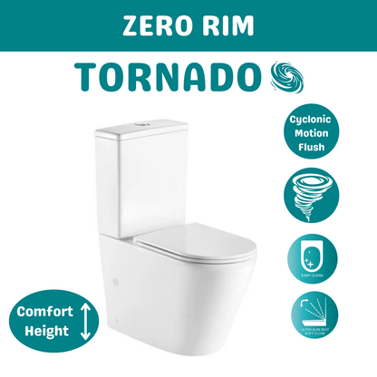 BROOKLYN OVERHEIGHT ZERO RIM TORNADO BTW TOILET SUITE 670X360X865