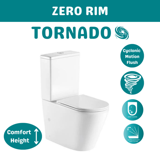 BROOKLYN OVERHEIGHT ZERO RIM TORNADO BTW TOILET SUITE 670X360X865