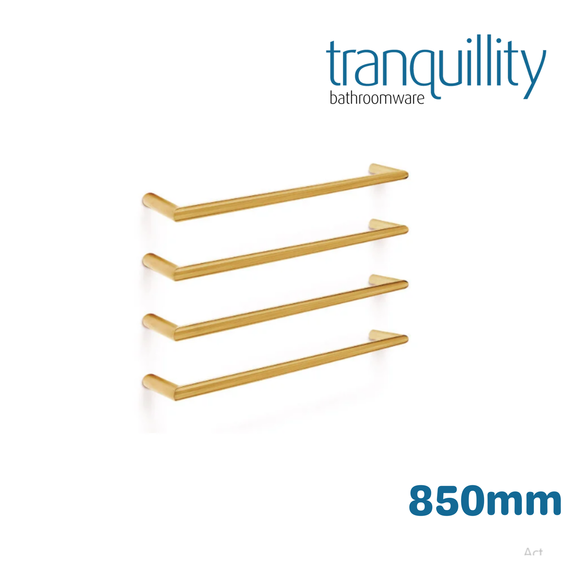 TRANQUILLITY ROUND SINGLE BAR HEATED TOWEL RAIL 850MM - BRUSHED BRASS - The Tile Collection™