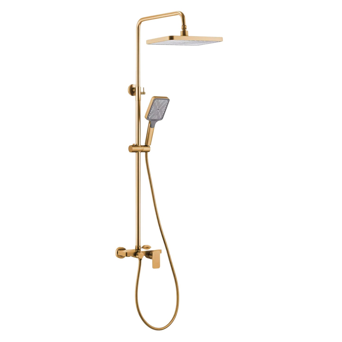 SQUARE 4 IN 1 SHOWER STATION WITH EXTERNAL MIXER - BRUSHED GOLD