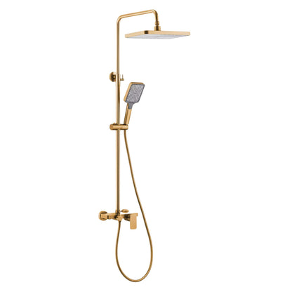 SQUARE 4 IN 1 SHOWER STATION WITH EXTERNAL MIXER - BRUSHED GOLD