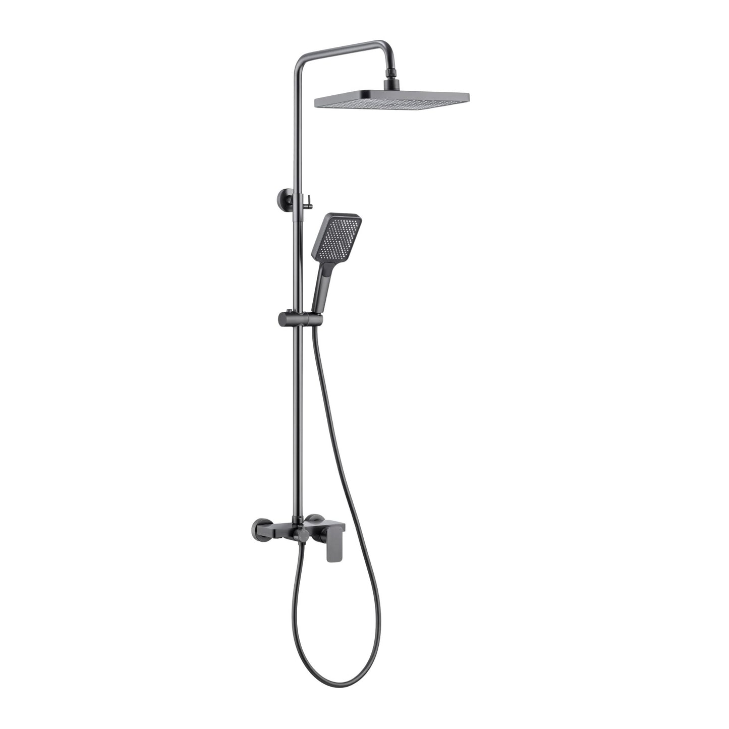 SQUARE 4 IN 1 SHOWER STATION WITH EXTERNAL MIXER - BRUSHED GUNMETAL