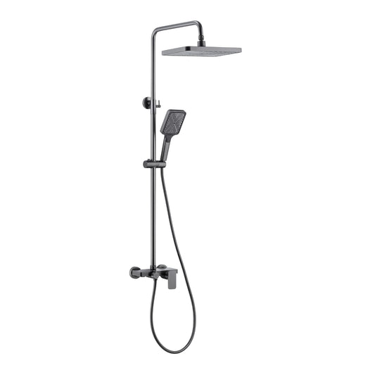 SQUARE 4 IN 1 SHOWER STATION WITH EXTERNAL MIXER - BRUSHED GUNMETAL
