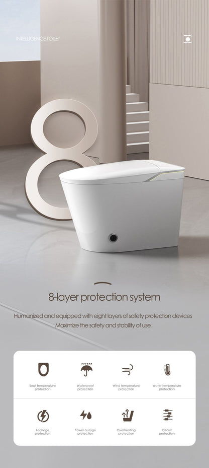 Iris Intelligent Smart Toilet NZ | One-Piece Bidet Toilet with Auto Flip Lid, Heated Seat, Warm Air Dryer & Night Light – White