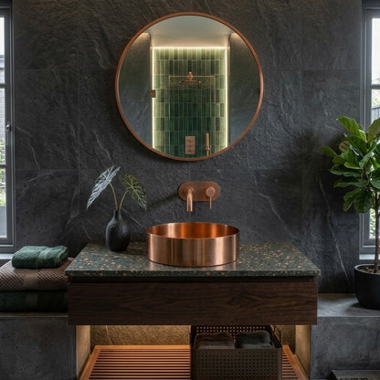 400MM ROUND STAINLESS STEEL BASIN SINK - BRUSHED COPPER