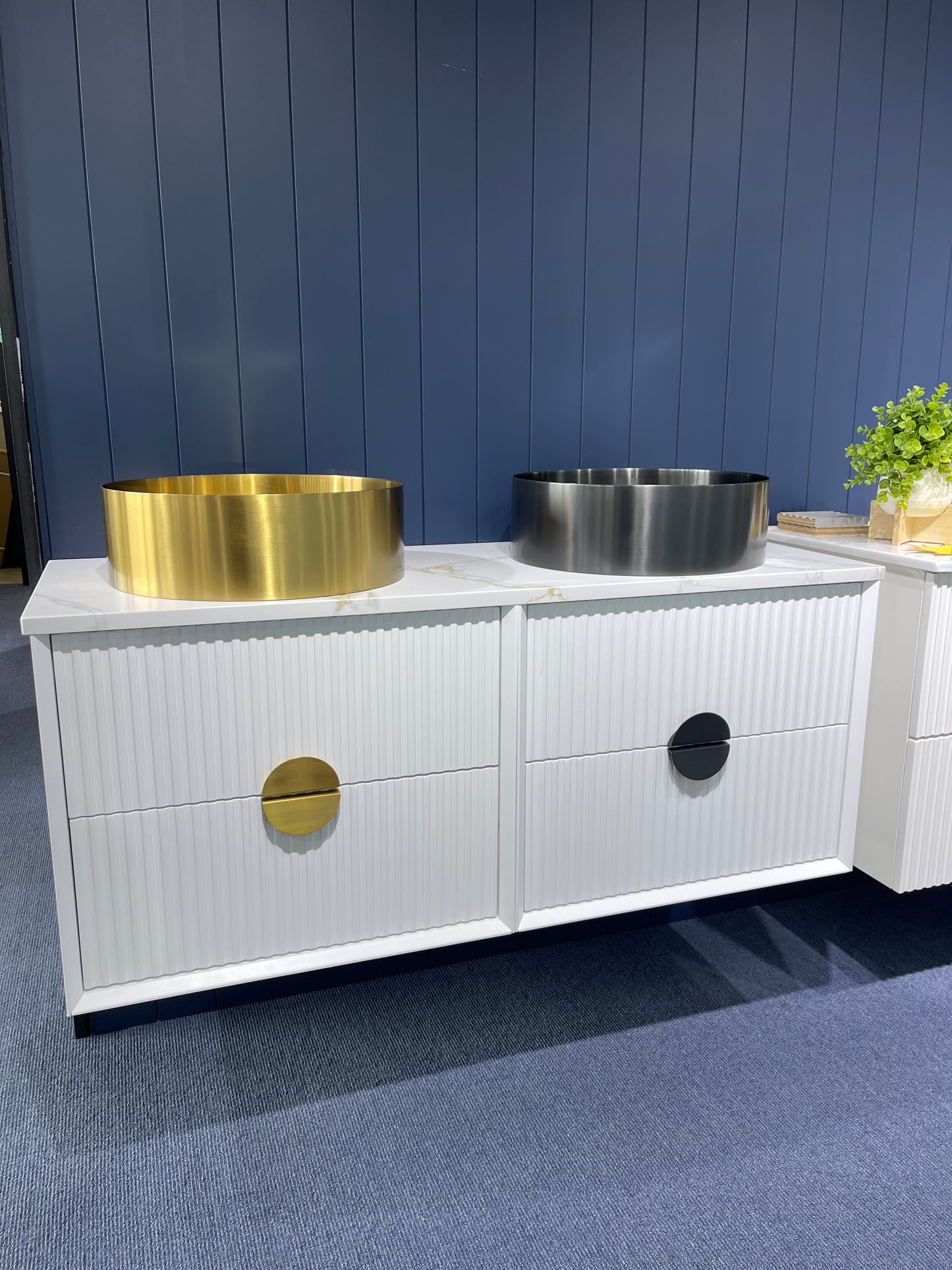 ELVA FLUTED WALL HUNG VANITY 1200MM DOUBLE - WHITE