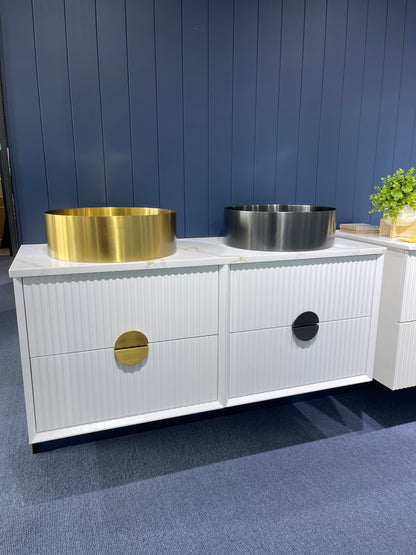 ELVA FLUTED WALL HUNG VANITY 1200MM DOUBLE - WHITE