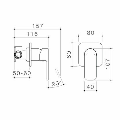 Caroma Luna® Bath/Shower Mixer Specifications