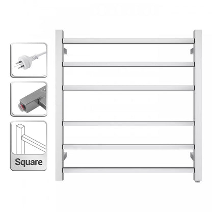 6 BAR SQUARE HEATED TOWEL RAIL 674H*620W*120D- CHROME - The Tile Collection™