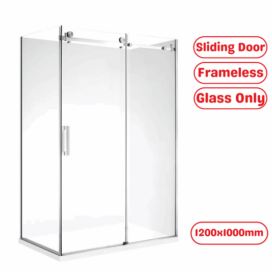 1200X1000MM FRAMELESS SLIDING DOOR SHOWER ENCLOSURE- CHROME - The Tile Collection™