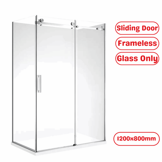 1200X800MM FRAMELESS SLIDING DOOR SHOWER ENCLOSURE- CHROME - The Tile Collection™