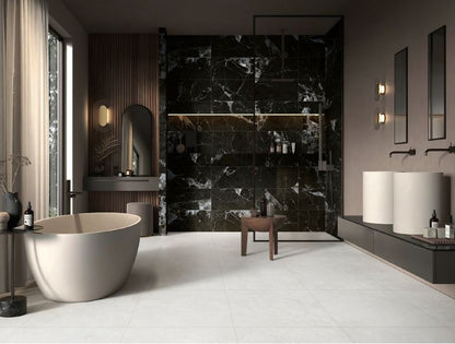 NOIR BLANC VEINS PORCELAIN MATTE TILE 600X600MM - $49/SQM