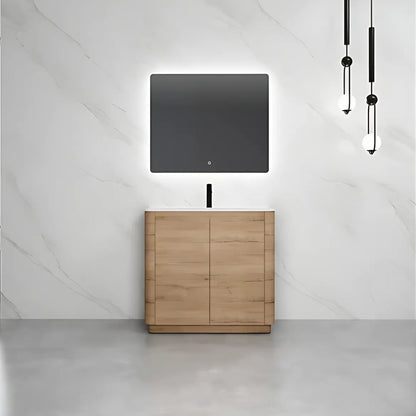 750MM BROOK CURVED FLOORSTANDING VANITY | HONEY OAK