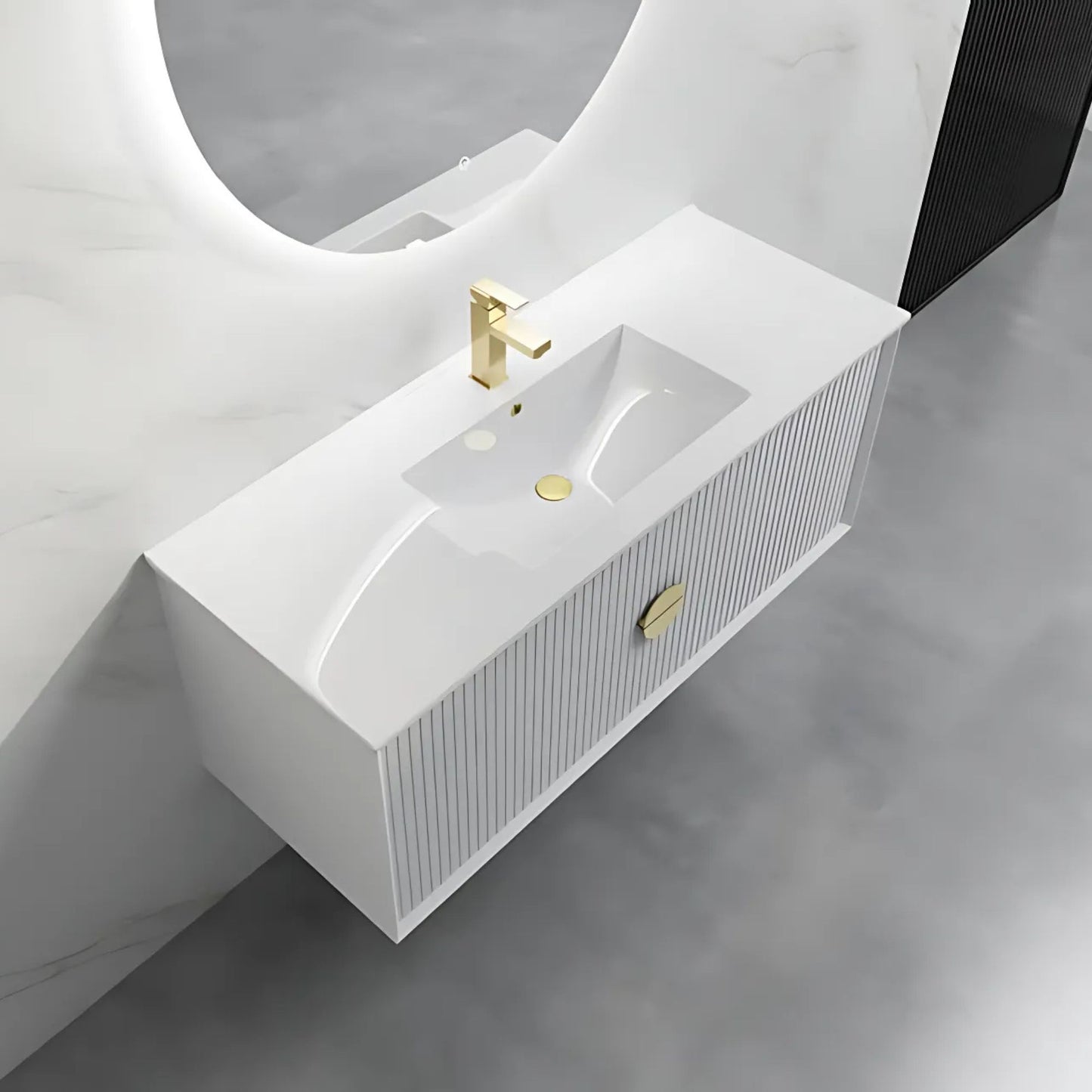 ELVA FLUTED WALL HUNG VANITY 1200MM - WHITE