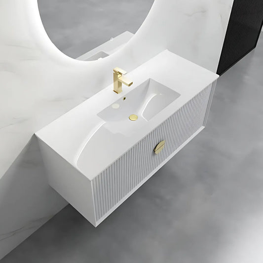 ELVA FLUTED WALL HUNG VANITY 1200MM - WHITE