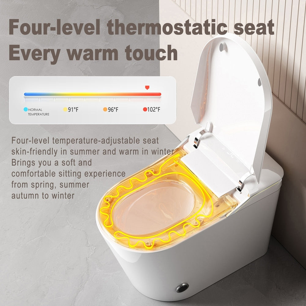 Iris Intelligent Smart Toilet NZ | One-Piece Bidet Toilet with Auto Flip Lid, Heated Seat, Warm Air Dryer & Night Light – White