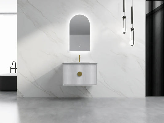 ELVA FLUTED WALL HUNG VANITY 750MM - WHITE