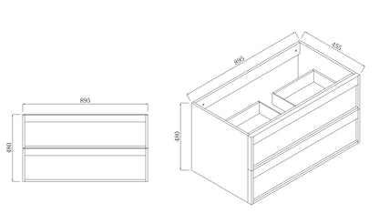ASPEN WALNUT WALL HUNG VANITY 900MM | 2 DRAWERS, PLYWOOD FLOATING VANITY NZ